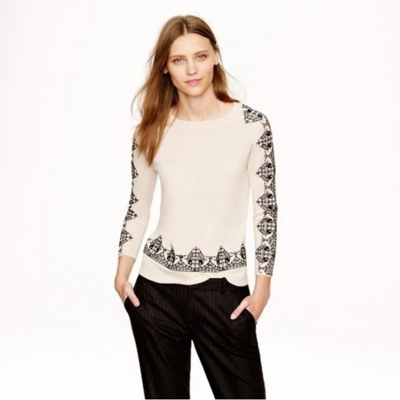 J. Crew Sweaters - ❌Donated 08/0723 ❤️J.Crew Merino Wool, light weight, embroidered design sweater
